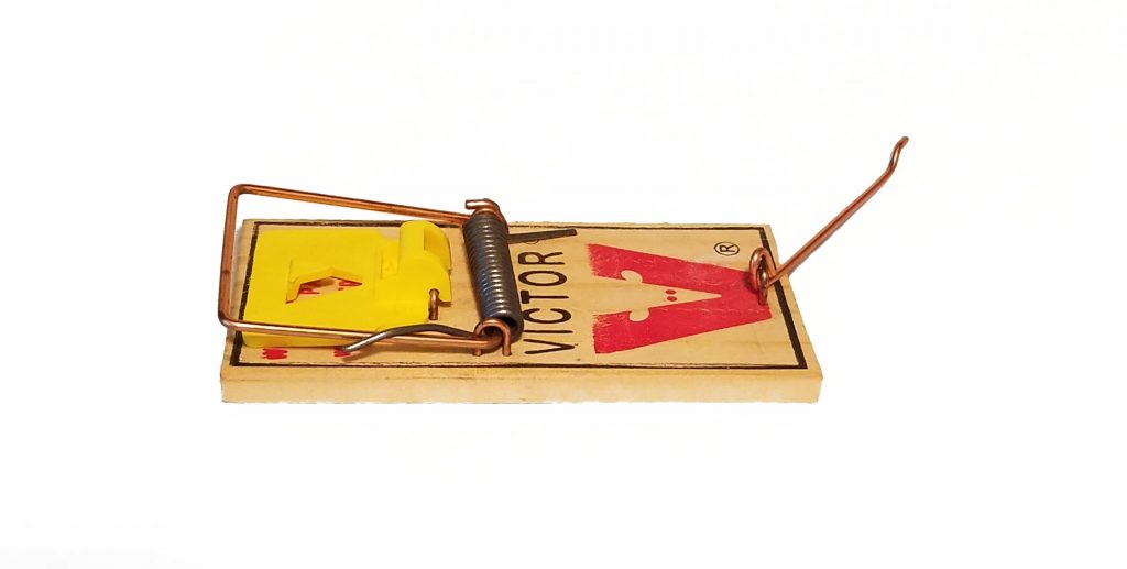 Sprung mousetrap graphic for 404 error page